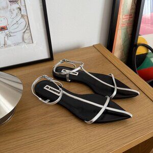 Jill Sander Brand New Cage Flat Sandal - Silver